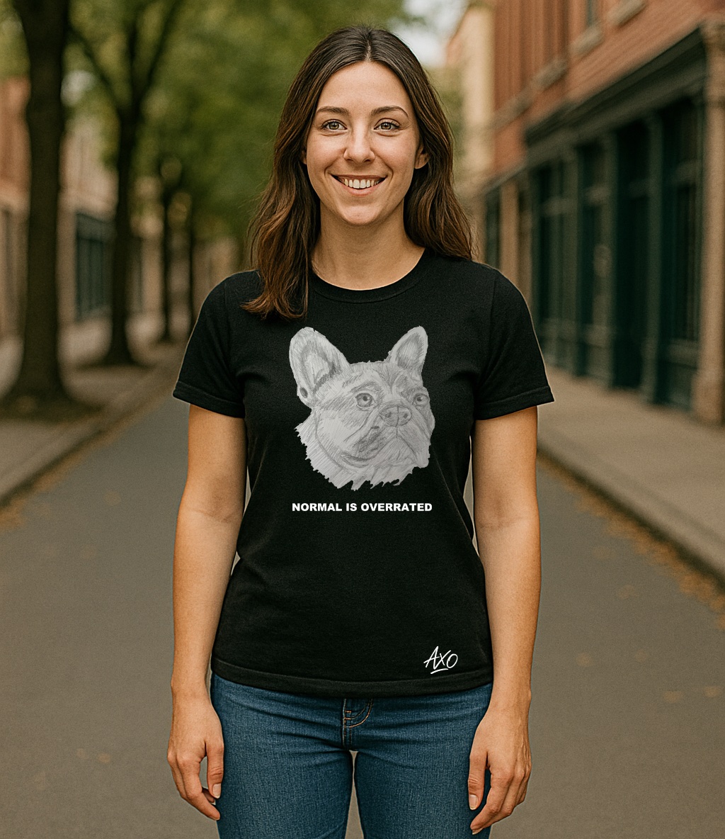 Adults Black "Normal is Overrated" with aXo Bulldog drawing